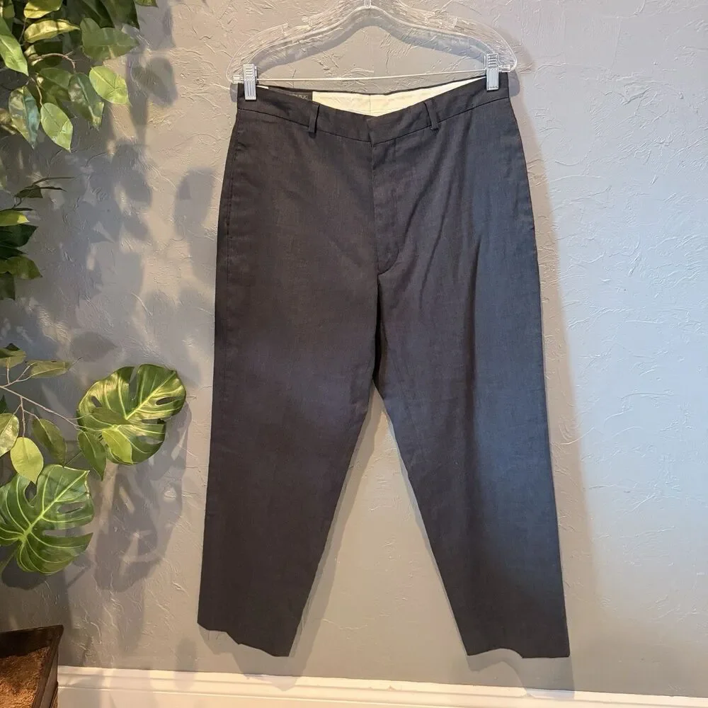 Banana Republic 31R Mens Gray Linen Dress Pants Old Money Preppy Business Casual